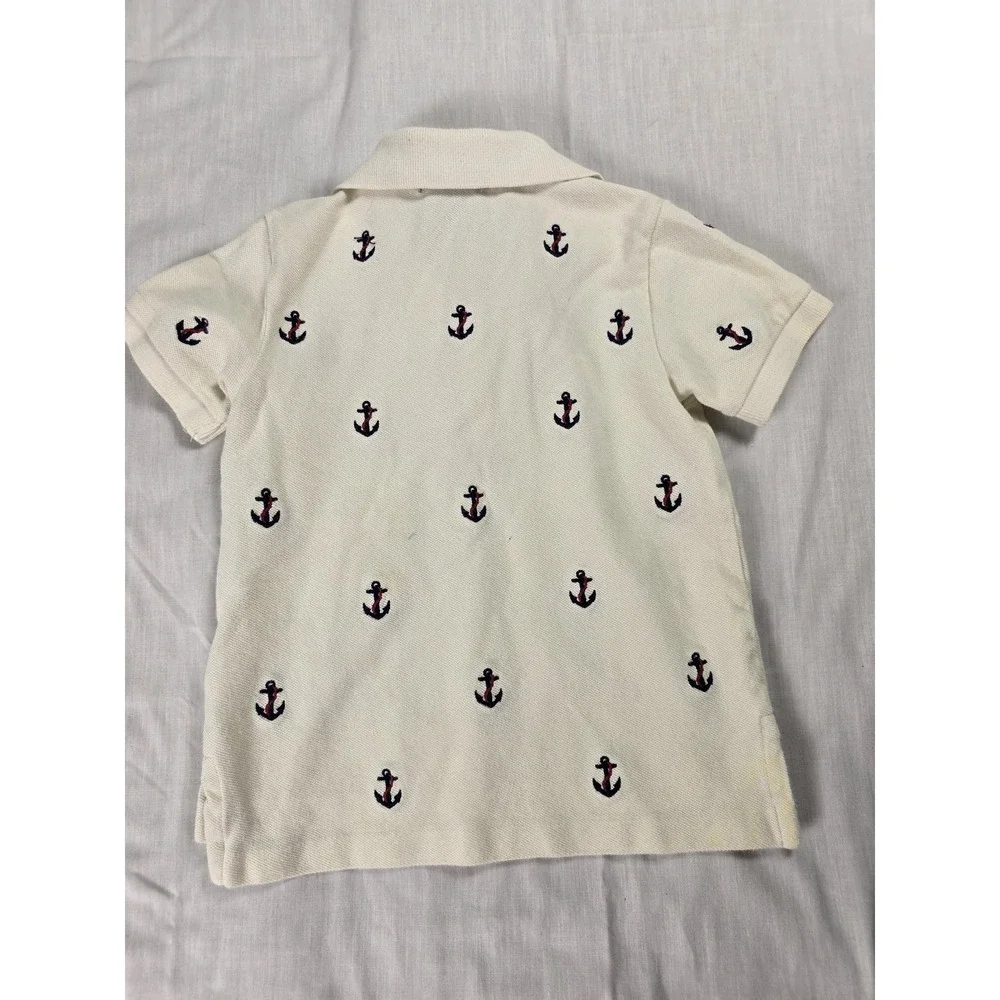 Polo Ralph Lauren Polo Shirt Toddler Boys 18-24 Months White Anchor Embroidered